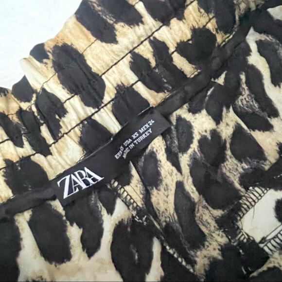 Zara leopard print joggers size XS elastic waist drawstring - Picture 5 of 11